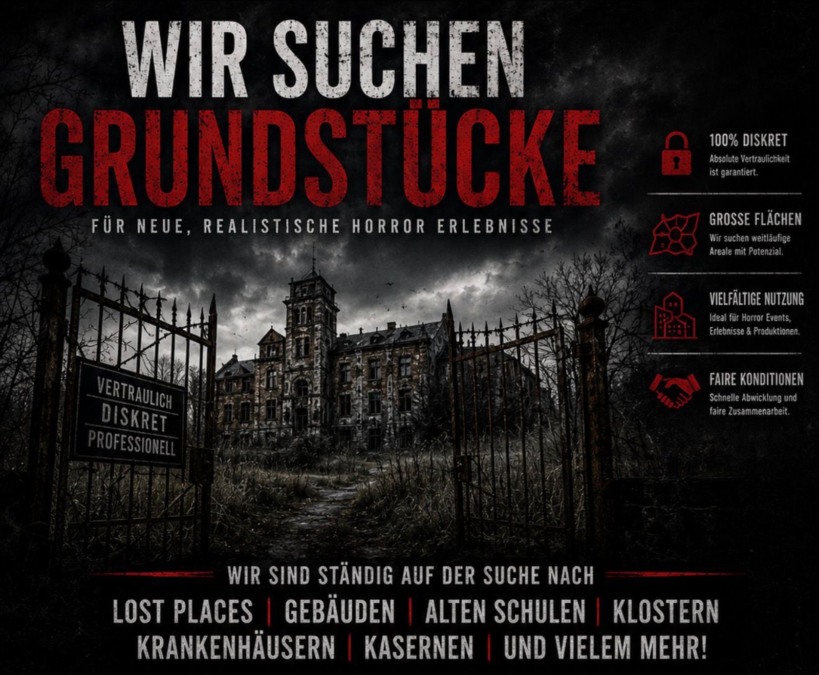 DarkZone Horror sucht Grundstücke und Lost Places für Horror-Events